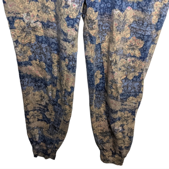 Anthropologie Women's Floral Jogger Sweatpants XS Blue Beige Comfy Lounge Pants - Picture 8 of 9